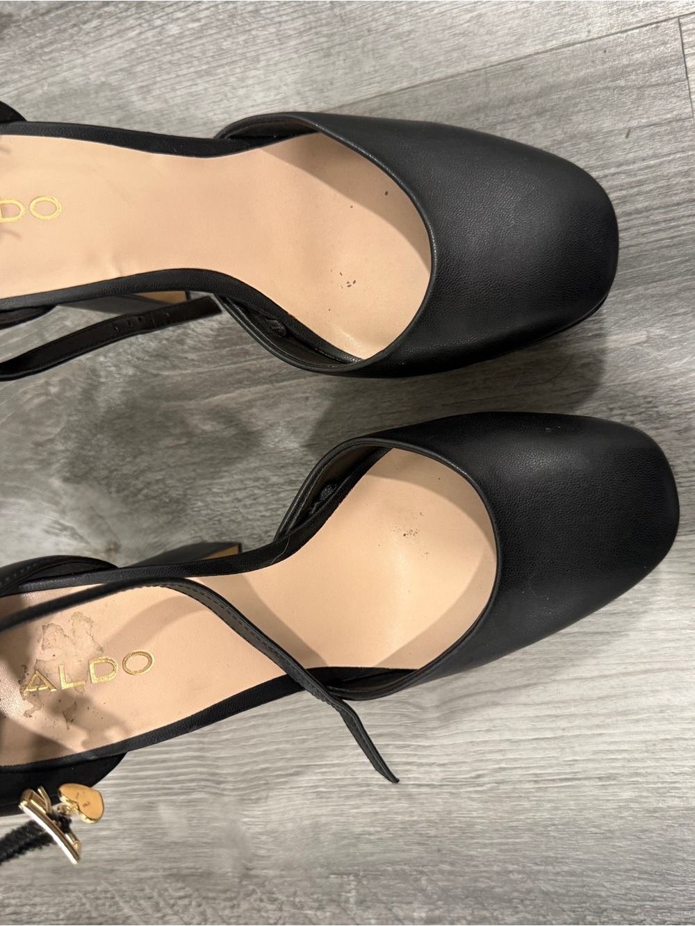 Aldo Black Square-Toe Slingback Heels